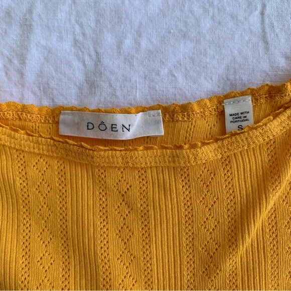 Doen Cynthia Cotton Tank Mini Dress Jonquille Apolline Pointelle Yellow Gold - Picture 11 of 13